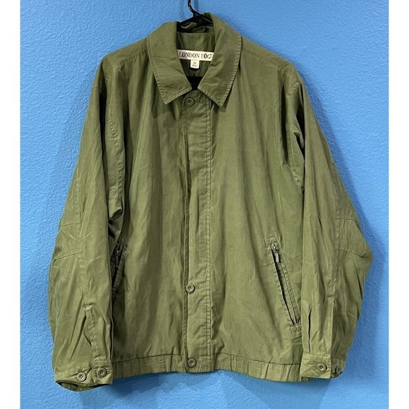 London Fog Other - London Fog Green Windbreaker Style Full Zip Jacket Button Overlay Men Size Large